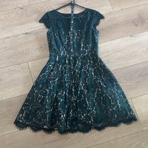 Eliza J Green Lace Midi Dress, cotton/nylon blend. Like new condition. Prom!